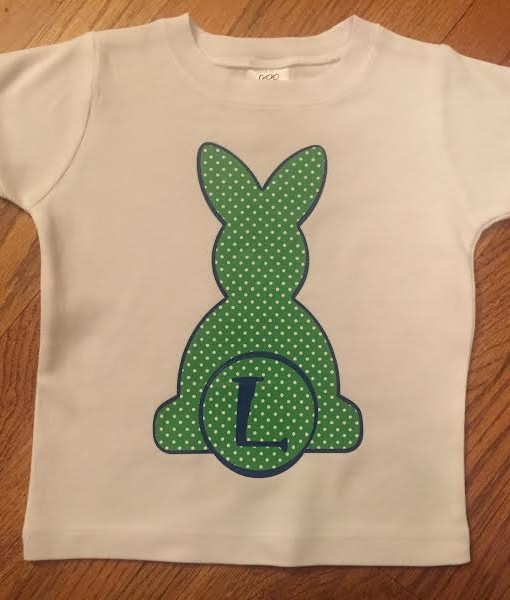 Boy Version.  Single initial or three letter monogram.  Green with White Polka Dot (vinyl 1) Royal Blue (vinyl 2)