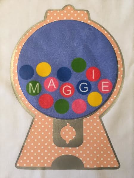 Gumball Machine shirt personalized with child's name.