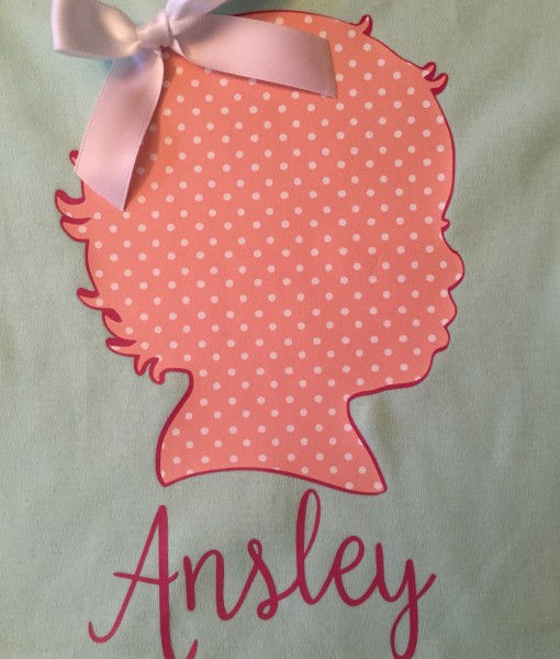 Baby Girl Silhouette with Personalization with White Bow.