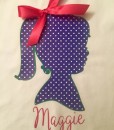 Silhouette Girl Long Ponytail with Dark Pink Bow