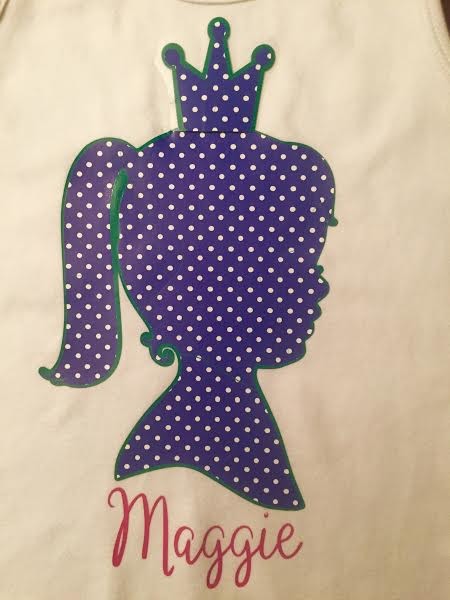 Silhouette Young Girl Long Ponytail with Crown