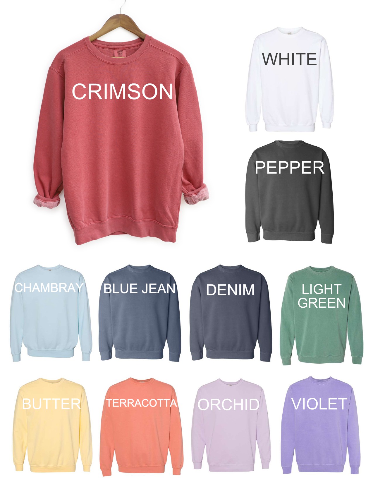 Custom Cursive Arch - Comfort Colors Crew Sweatshirt - EM Local