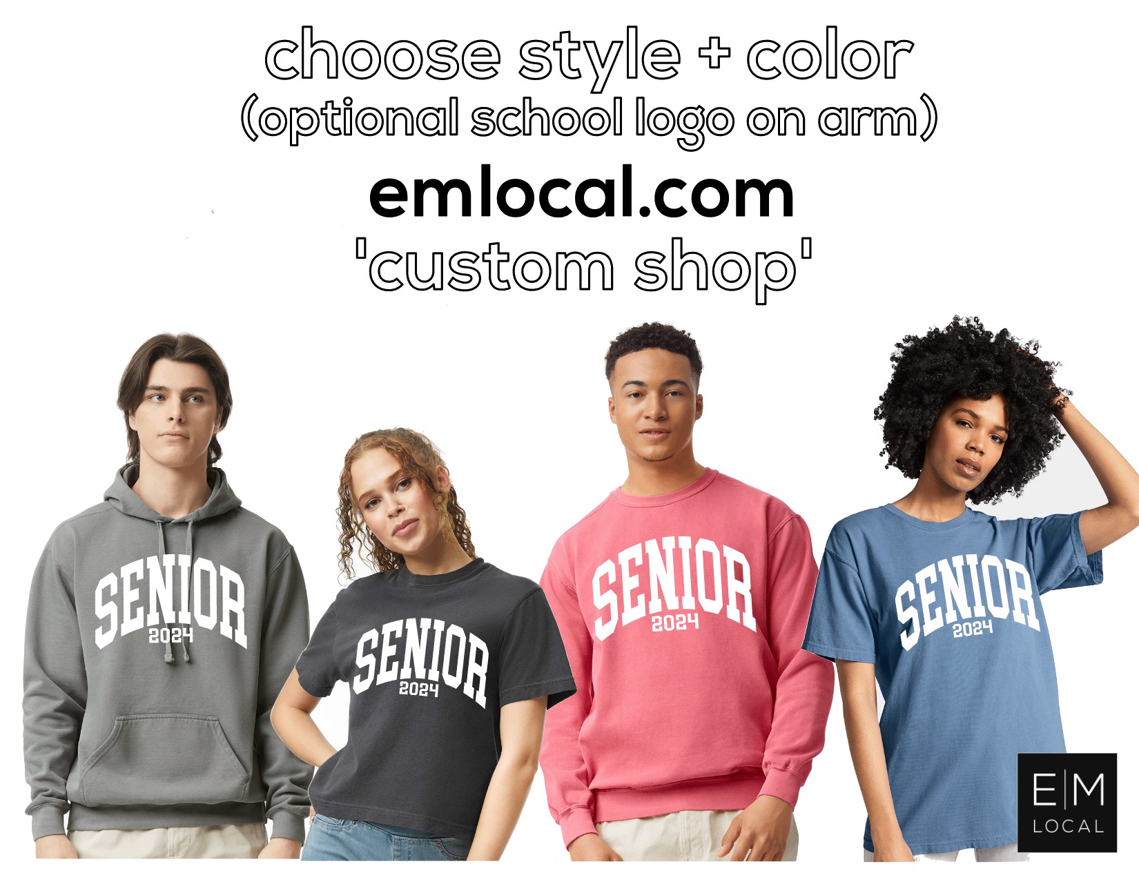 Arched 'SENIOR' 2024 - Comfort Colors Sweatshirt - YOU CHOOSE Color - EM  Local
